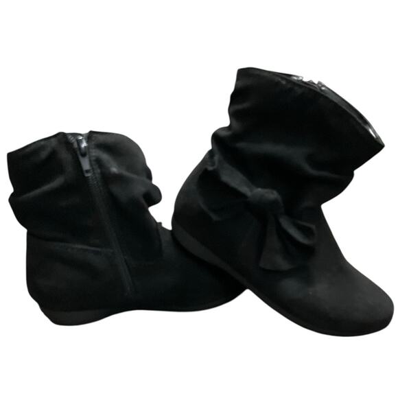 Wonder Nation Girl’s Elegant Slouch Black Ankle Booties with Bow Size 10 NEW - Picture 1 of 8